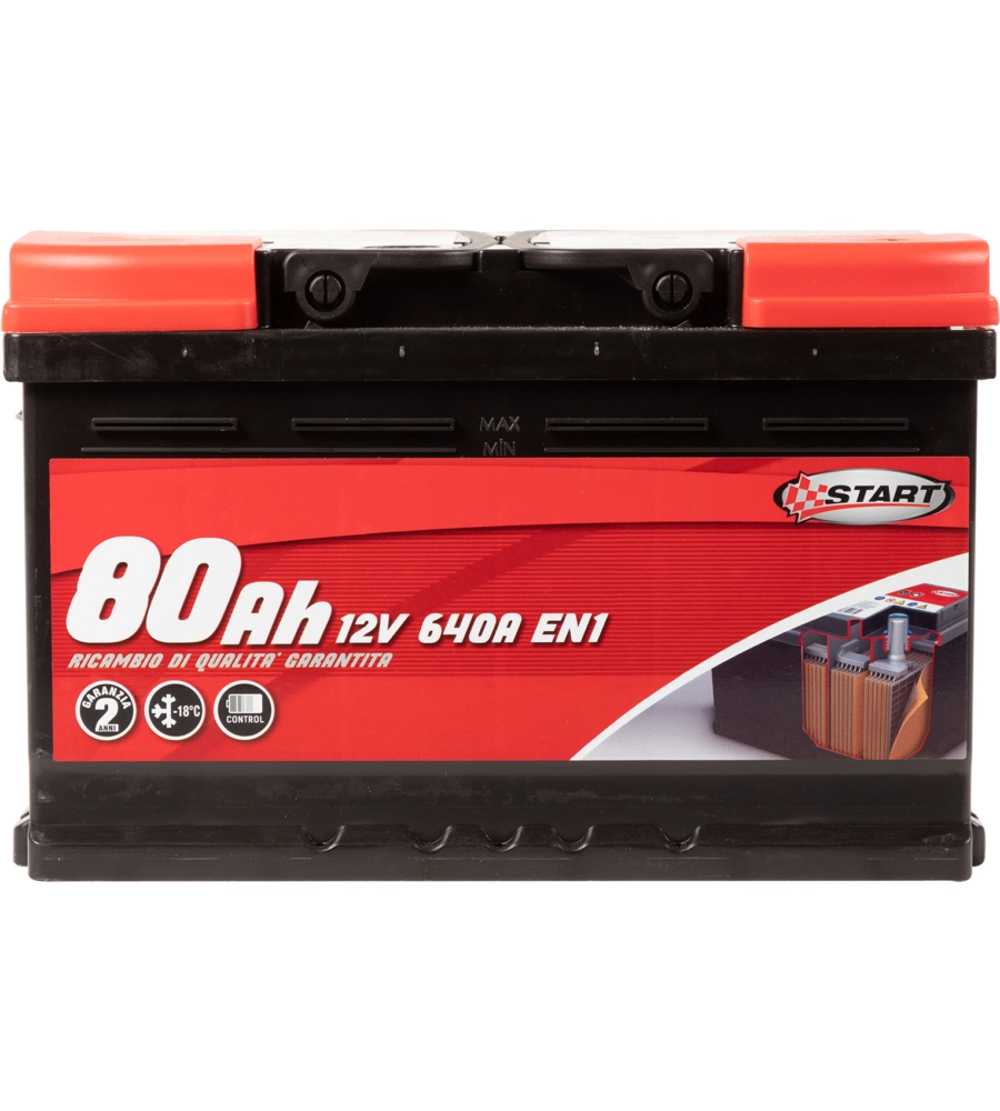 Batteria auto 80ah 12v640a polo positivo destro cassetta l3